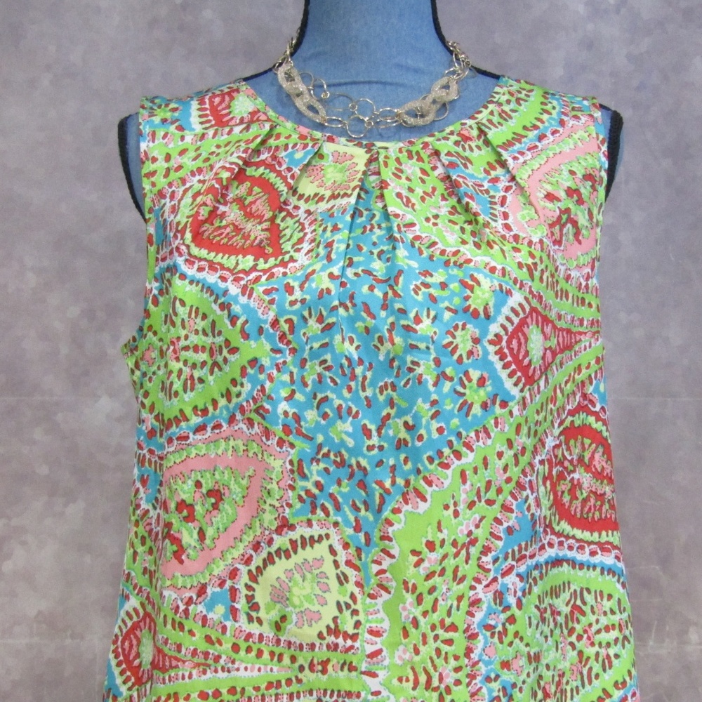 Talbots Button Back Print Summer Blouse Size 10 - image 2